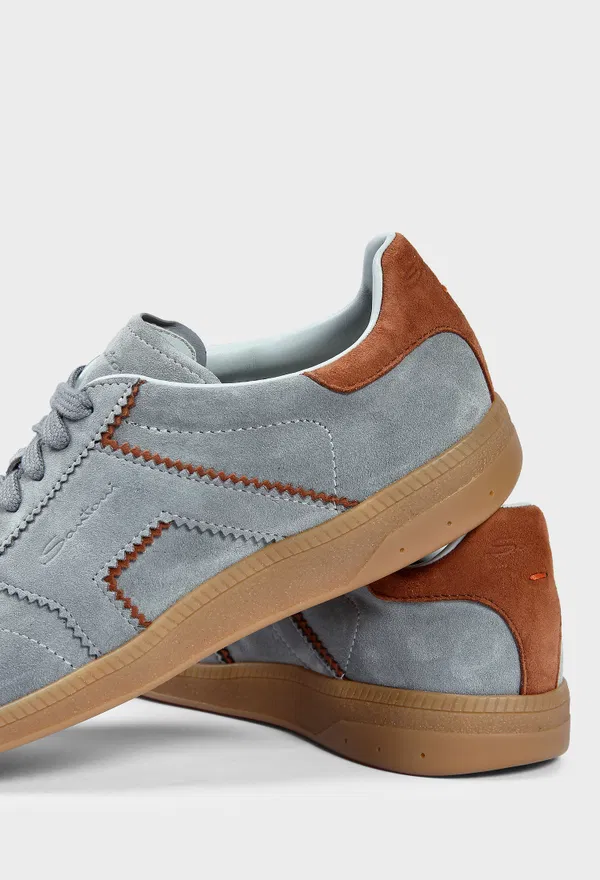 Женские серые замшевые кроссовки Santoni 61463 226/0D7 оригинал
