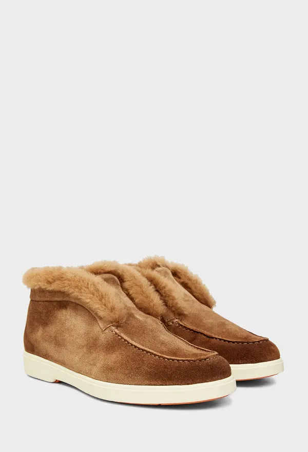 Замшеві черевики з хутром Santoni 58457 225/0D3M Ціна