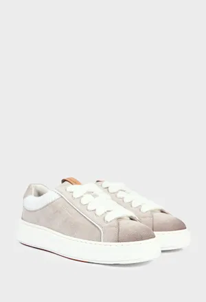Женские бежевые замшевые кеды Santoni 61511 226/0D6 Цена
