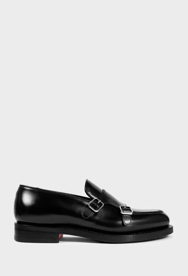 Мужские черные кожаные монки Santoni 17799 226/0A2 Купить