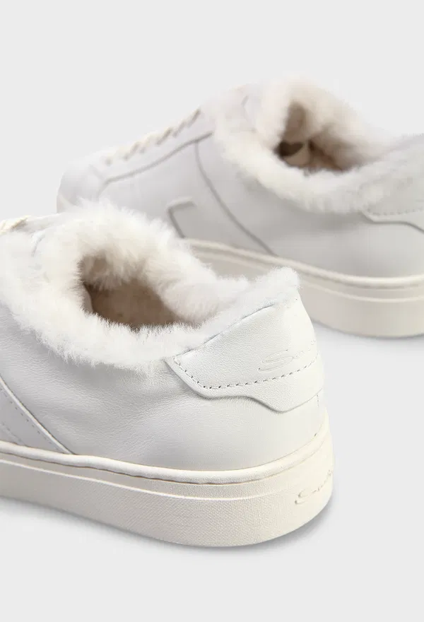 Кожаные кеды с мехом Santoni 61419 225/0A1M оригинал