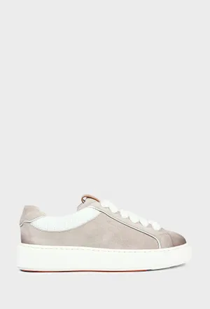 Женские бежевые замшевые кеды Santoni 61511 226/0D6 Купить