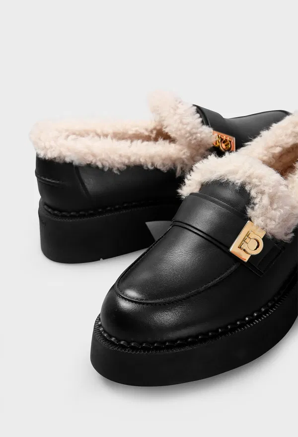 Кожаные лоферы с мехом CAMINIA FU FERRAGAMO 01K795 225/0A2M в Украине