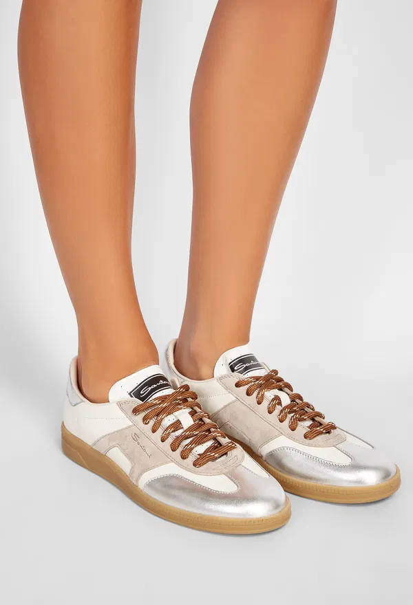 Кожаные кеды Santoni 61244 125/0A0 фото