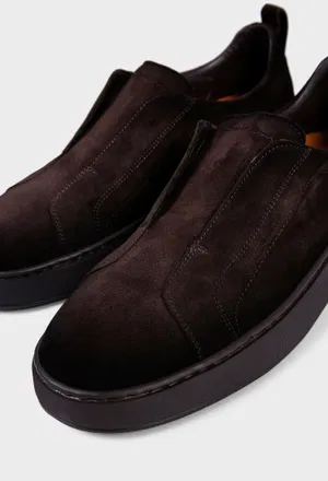 Мужские темно-коричневые замшевые кеды Santoni 22211 226/0DW в Украине