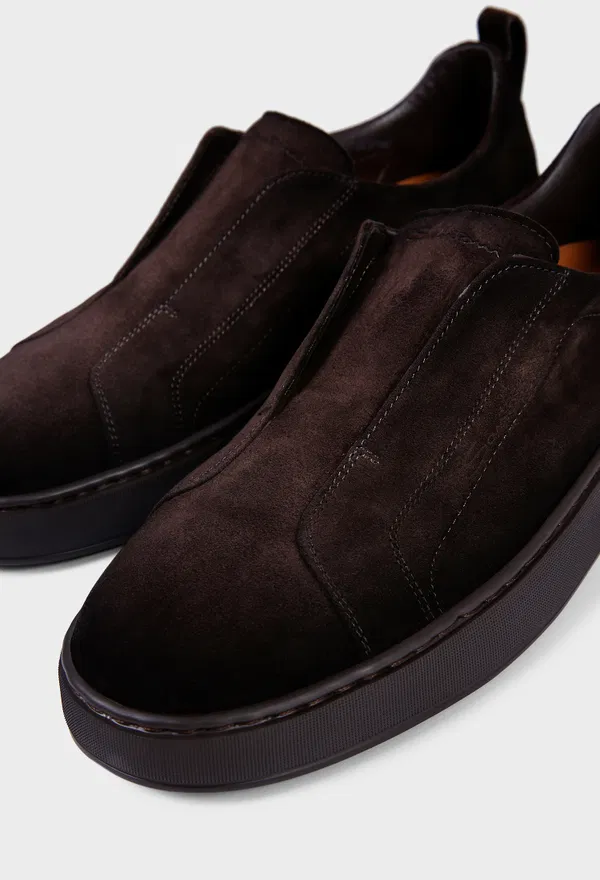 Мужские темно-коричневые замшевые кеды Santoni 22211 226/0DW в Украине