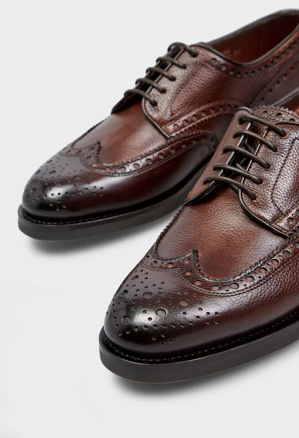 Мужские темно-коричневые кожаные дерби Santoni 15761 226/0AW в Украине