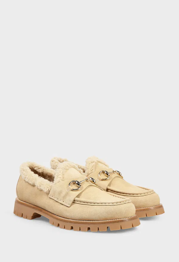 Замшевые лоферы с мехом MERINOS RICCIO Gucci 836060 225/0D6M Цена