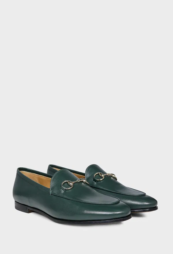 Жіночі шкіряні лофери темно-зеленого кольору JORDAAN Gucci 786016 126/0AH Ціна