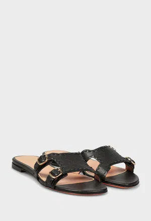 Кожаные шлепанцы Santoni 72114 126/0A2 Цена