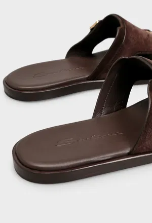 Замшевые шлепанцы Santoni 16723 126/0DW оригинал