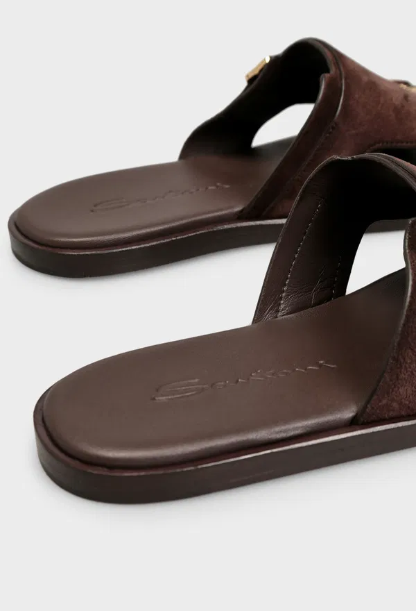 Замшевые шлепанцы Santoni 16723 126/0DW оригинал