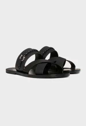 Кожаные шлепанцы FERRAGAMO 021099 123/0A2 Купить