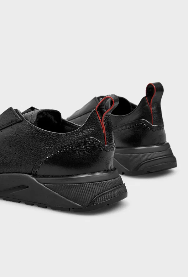 Мужские черные кожаные кроссовки Santoni 22073 226/0A2M оригинал