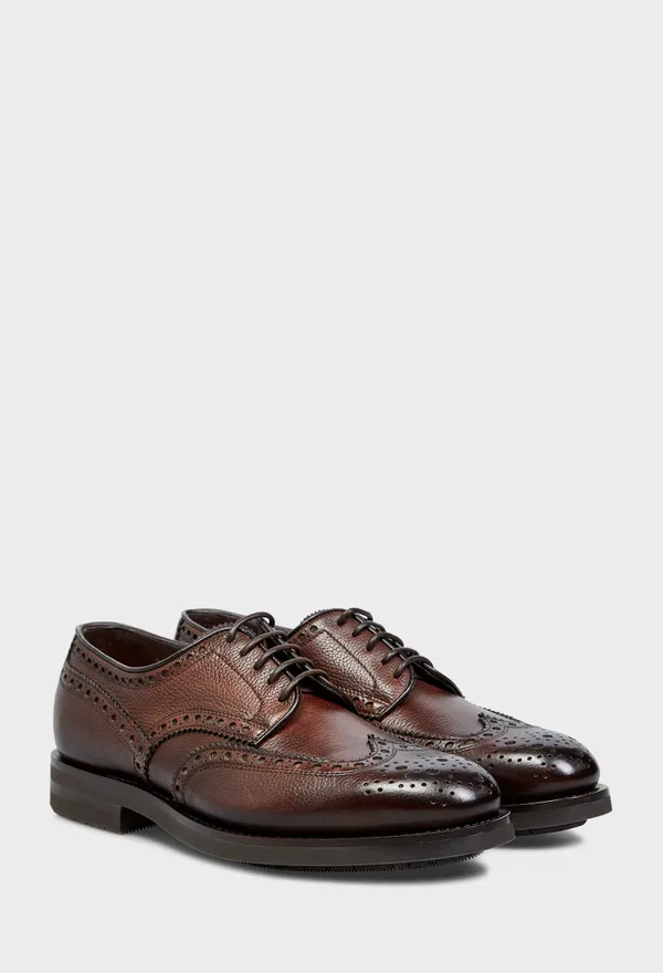 Мужские темно-коричневые кожаные дерби Santoni 15761 226/0AW Цена