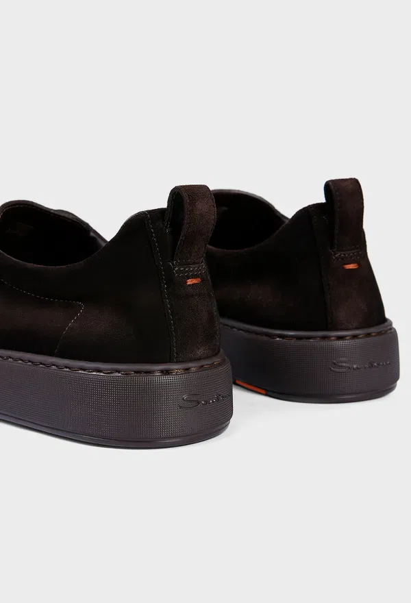 Мужские темно-коричневые замшевые кеды Santoni 22211 226/0DW оригинал