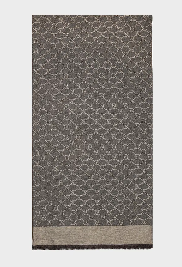 Женская шелковая коричневая шаль Gucci 855539 126/9C3 Купить