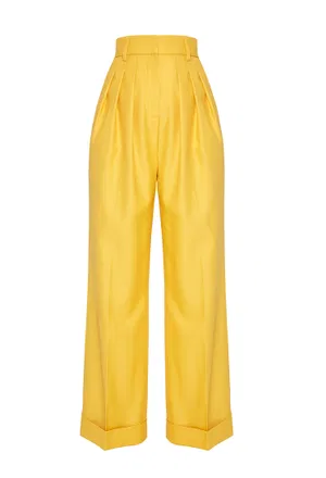 Шерстяные брюки Emilia Wickstead 27603 AW19-RTW-05-071 6230-YELLOW 219 Купить