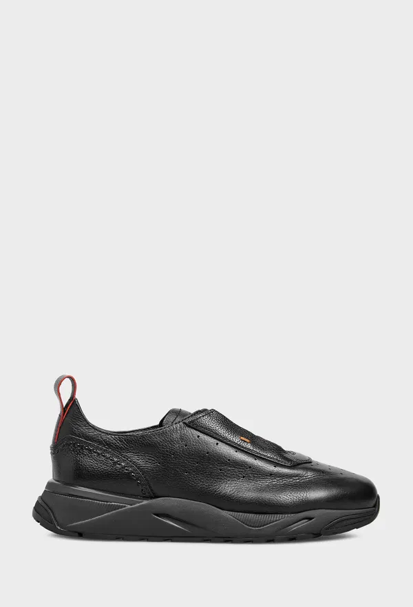 Мужские черные кожаные кроссовки Santoni 22073 226/0A2M Купить