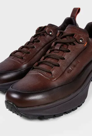 Мужские темно-коричневые кожаные кроссовки Santoni 22256 226/0AW в Украине