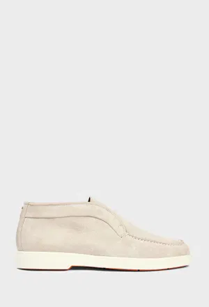 Женские замшевые дезерты цвета слоновой кости Santoni 58458 226/0DE Купить