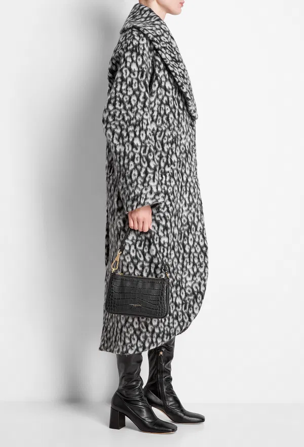 Шерстяное пальто Erdem 31470 AW20_7521BLCT TANNER COAT LEOPARD JACQ BLACK / WHITE 220 в Украине